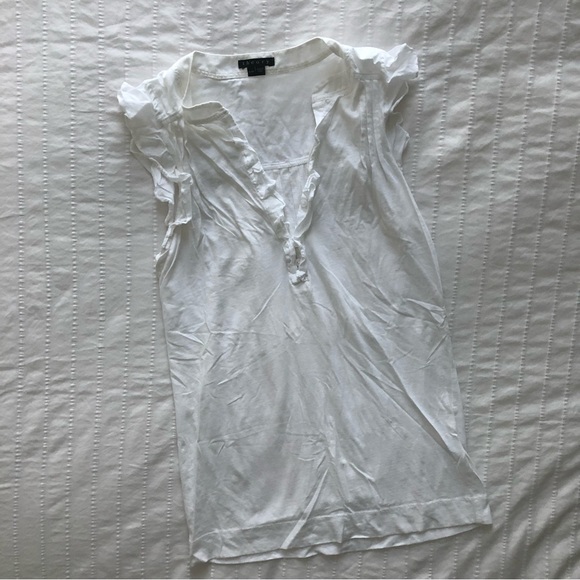 White Theory Ruffle Cap Sleeve Button Top Size S - Picture 1 of 5